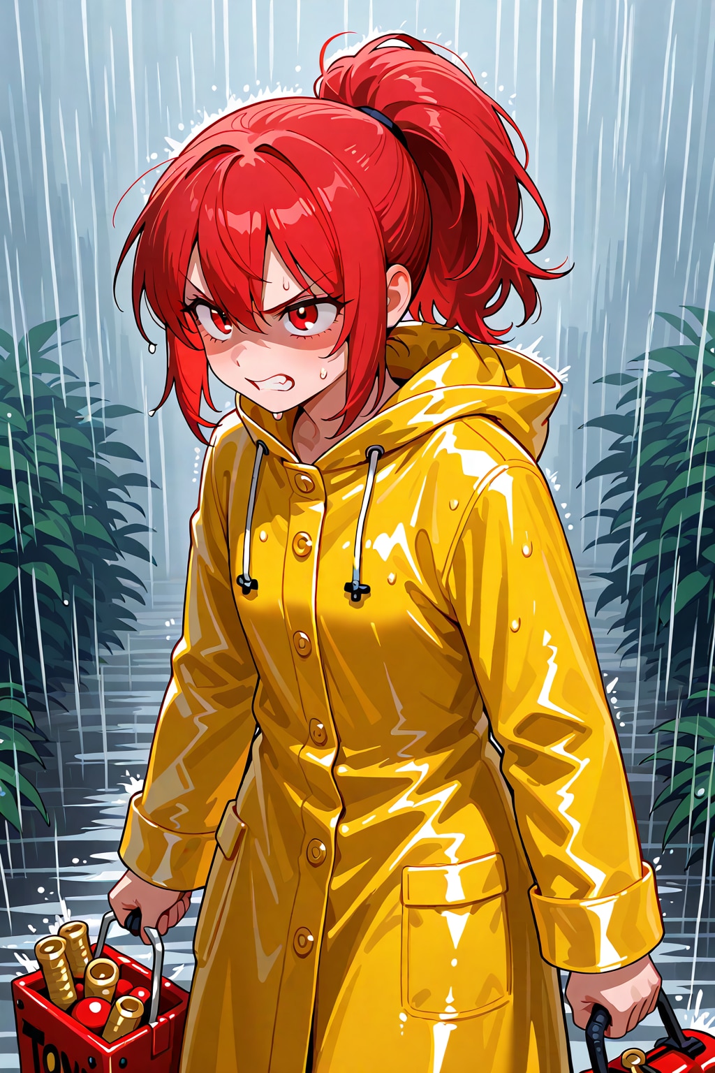 雨の日の赤髪ちゃん