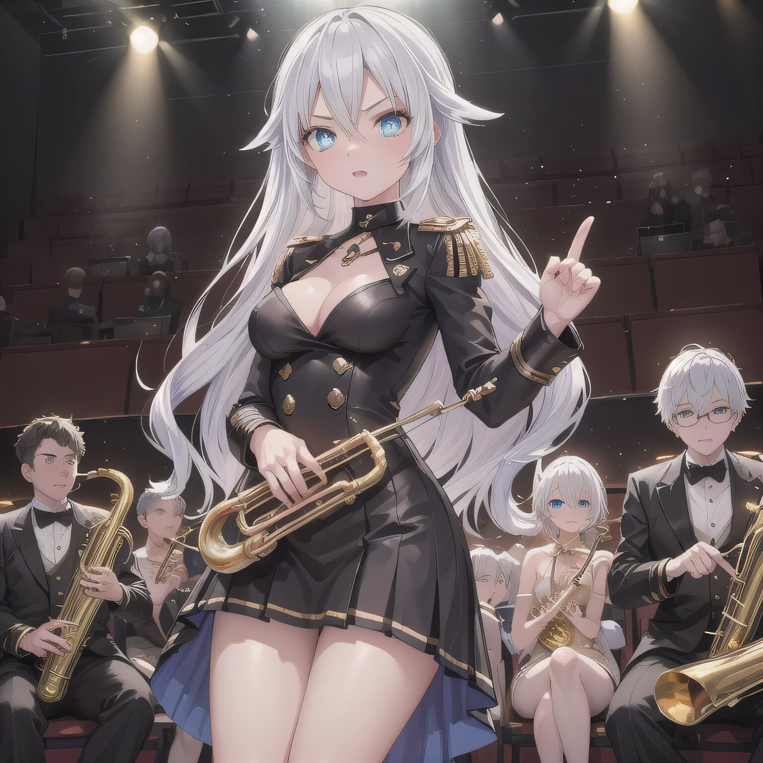 銀髪ロングでブラスバンドの少女６ | の人気AIイラスト・グラビア