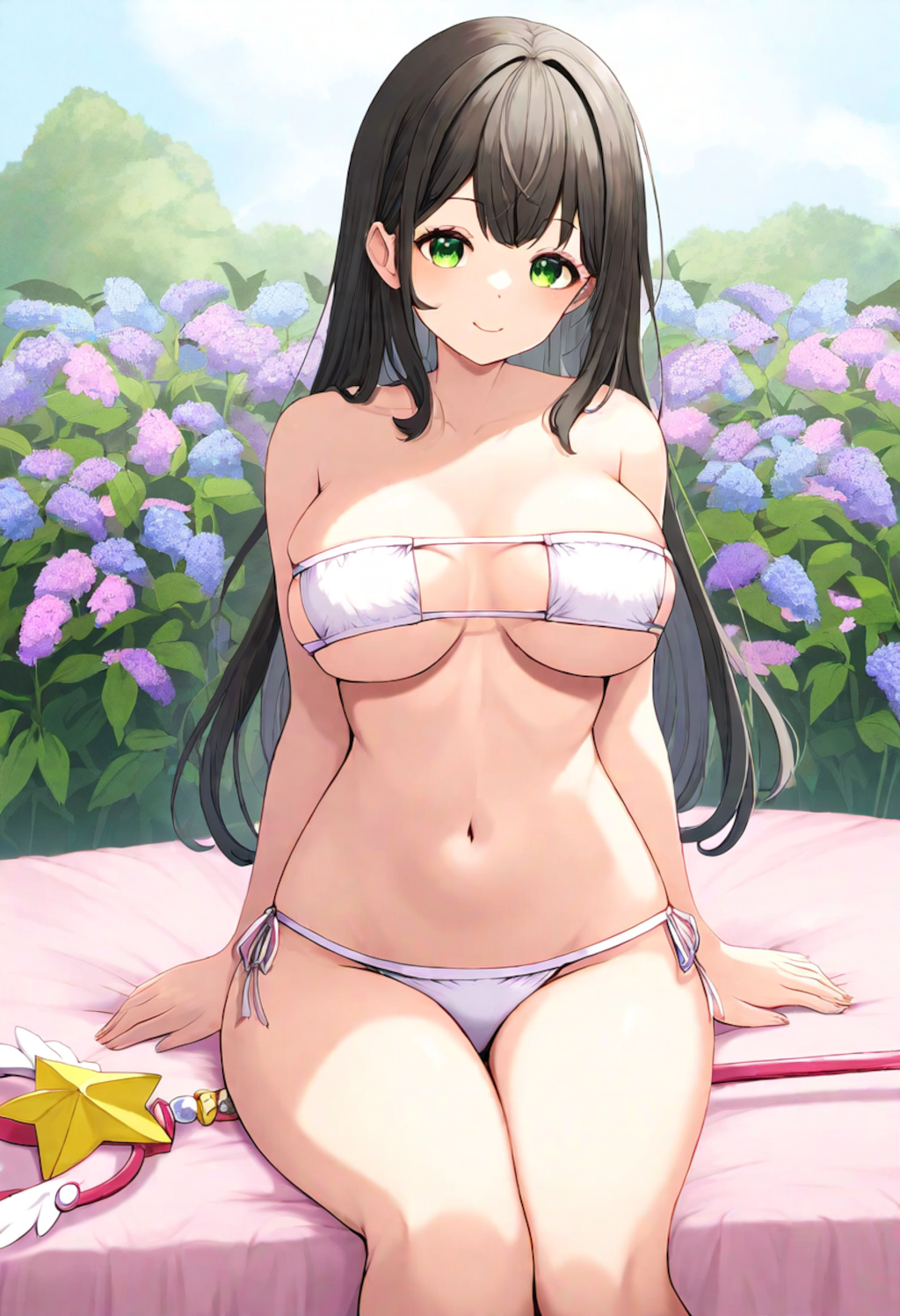 A magical girl in a square bikini