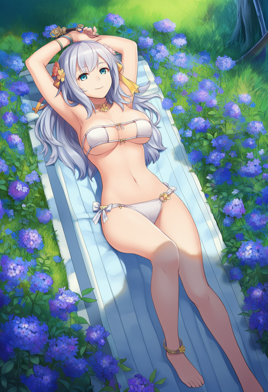 A magical girl in a square bikini