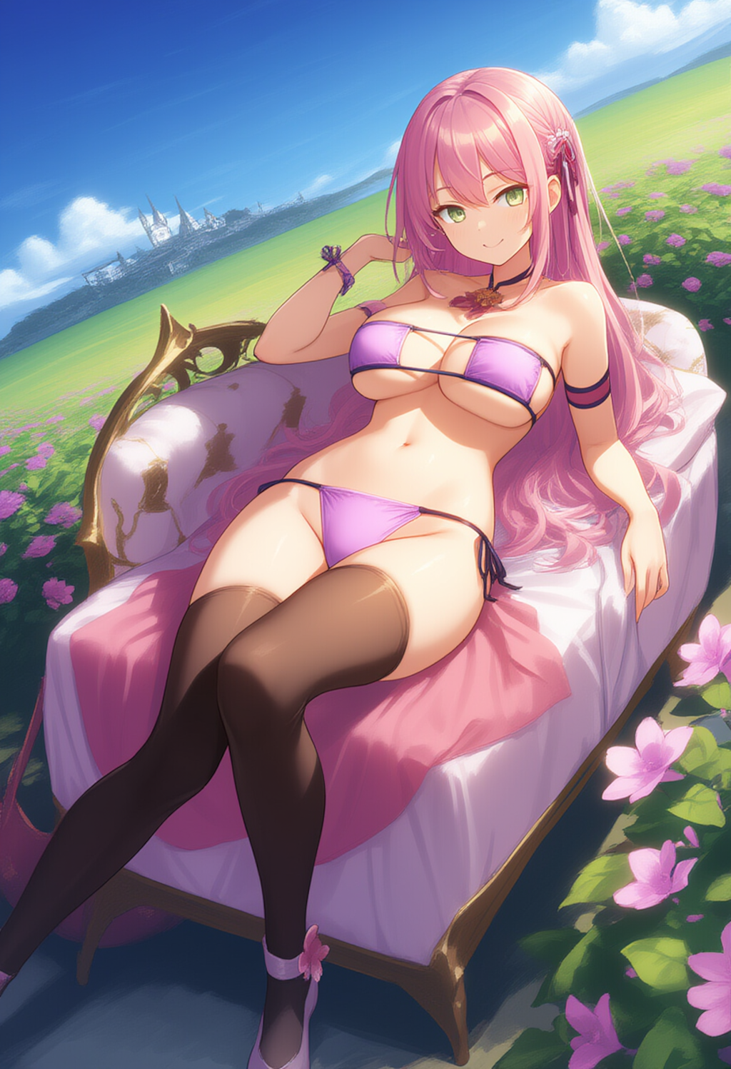 A magical girl in a square bikini