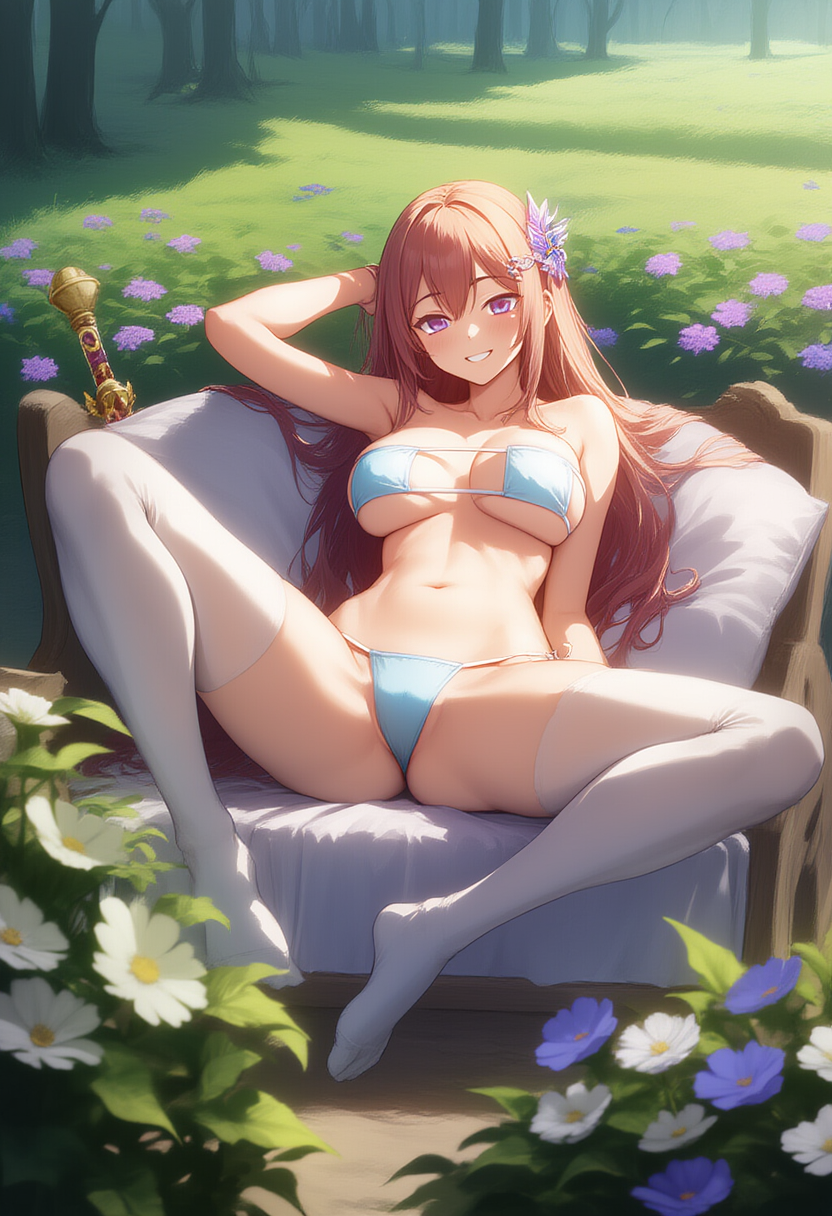 A magical girl in a square bikini