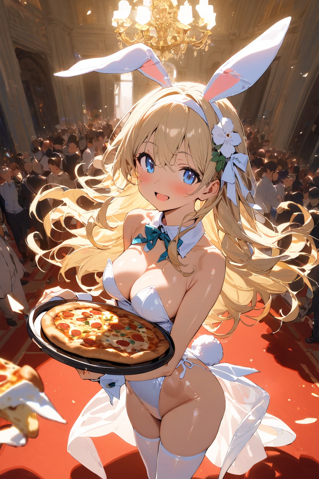 来賓の方々へピザの贈呈