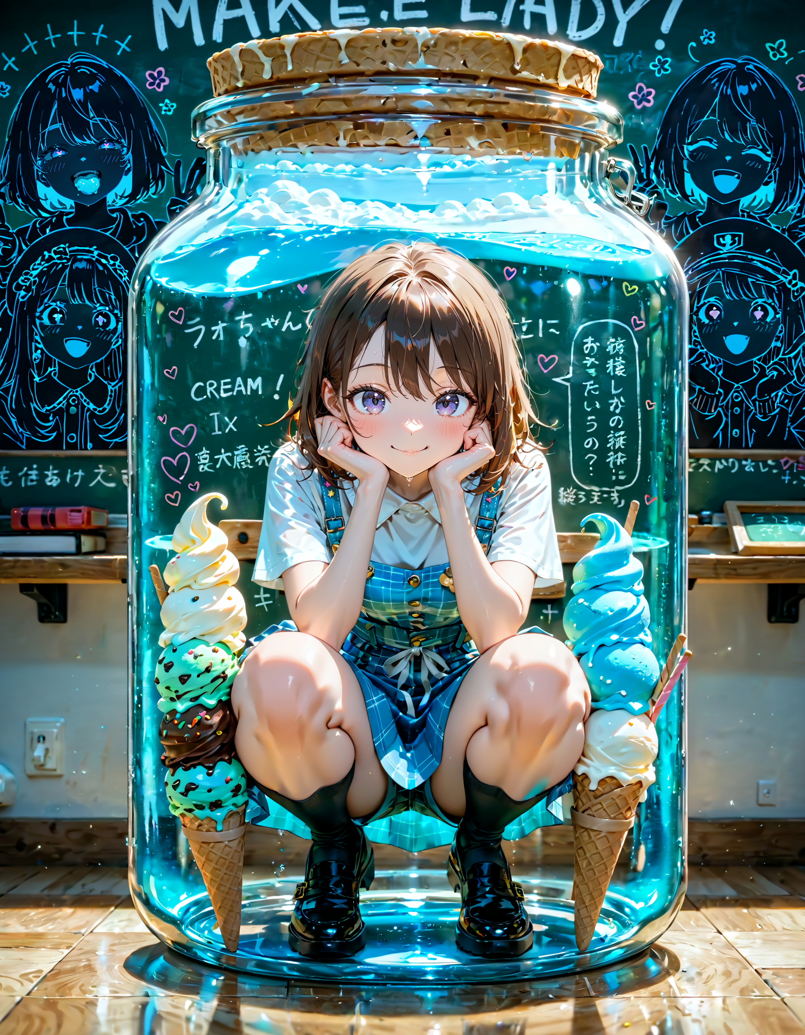 今日は何の日？　アイスクリームの日。黒板の日。メイクの日 | の人気AIイラスト・グラビア