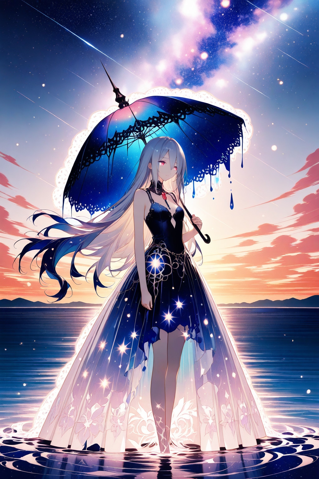 海空の溶け合う境界で夜を差す