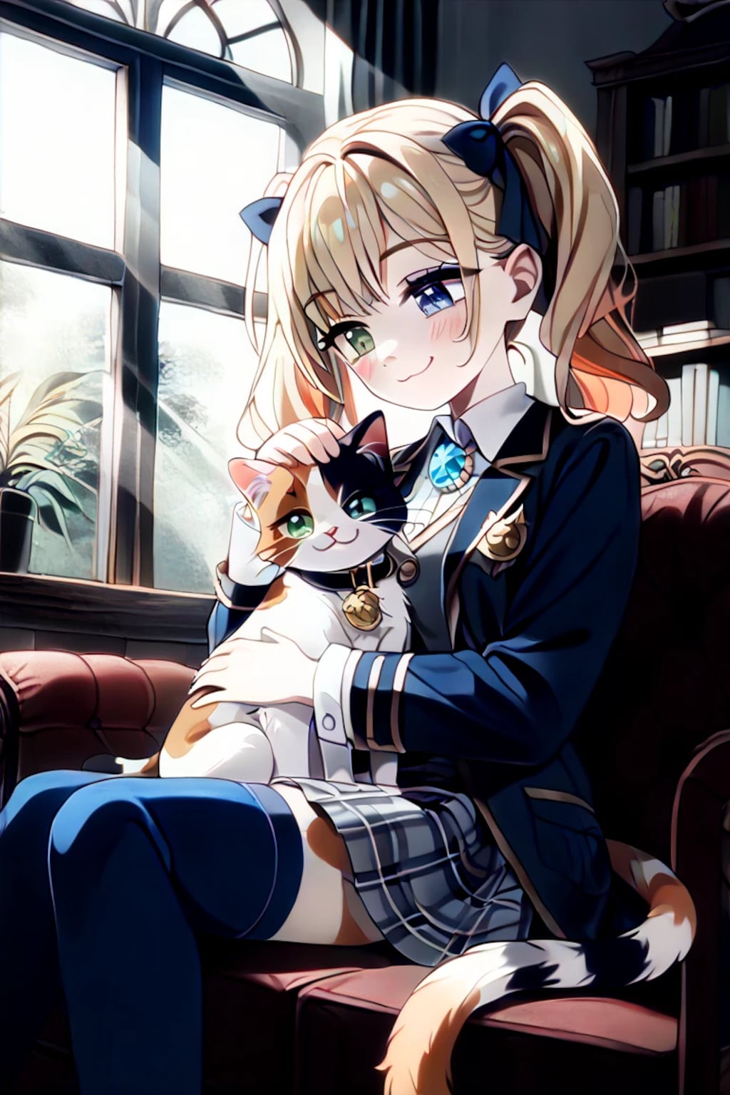 「にゃんにゃん、莉奈と一緒に癒されよ？♡」制服莉奈の猫抱っこ🐱