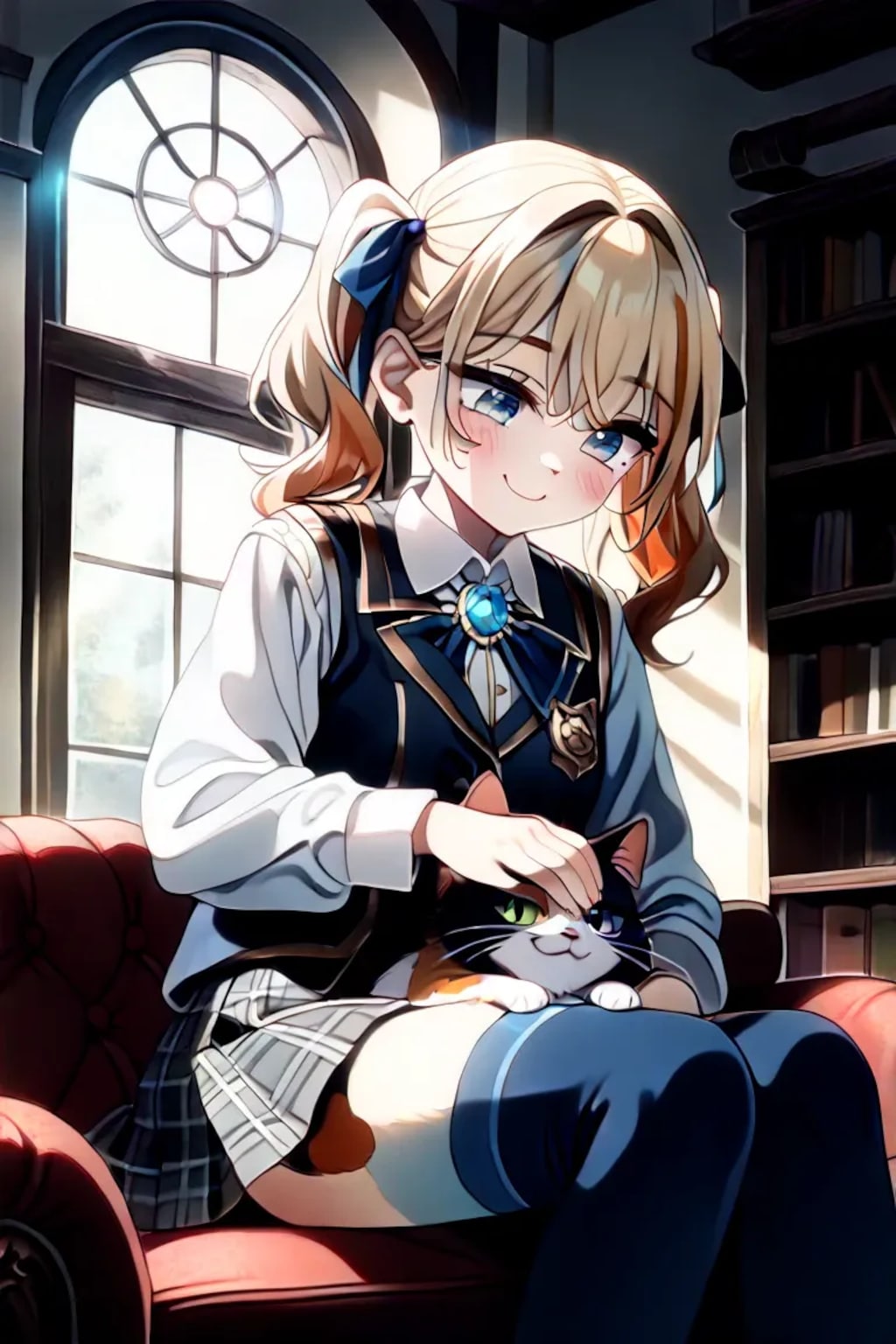 「にゃんにゃん、莉奈と一緒に癒されよ？♡」制服莉奈の猫抱っこ🐱
