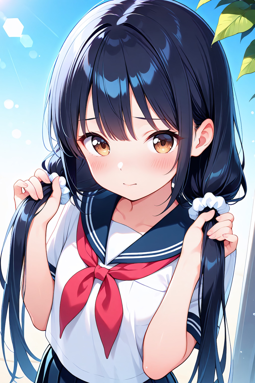 結ぶとこ、見られてた…
