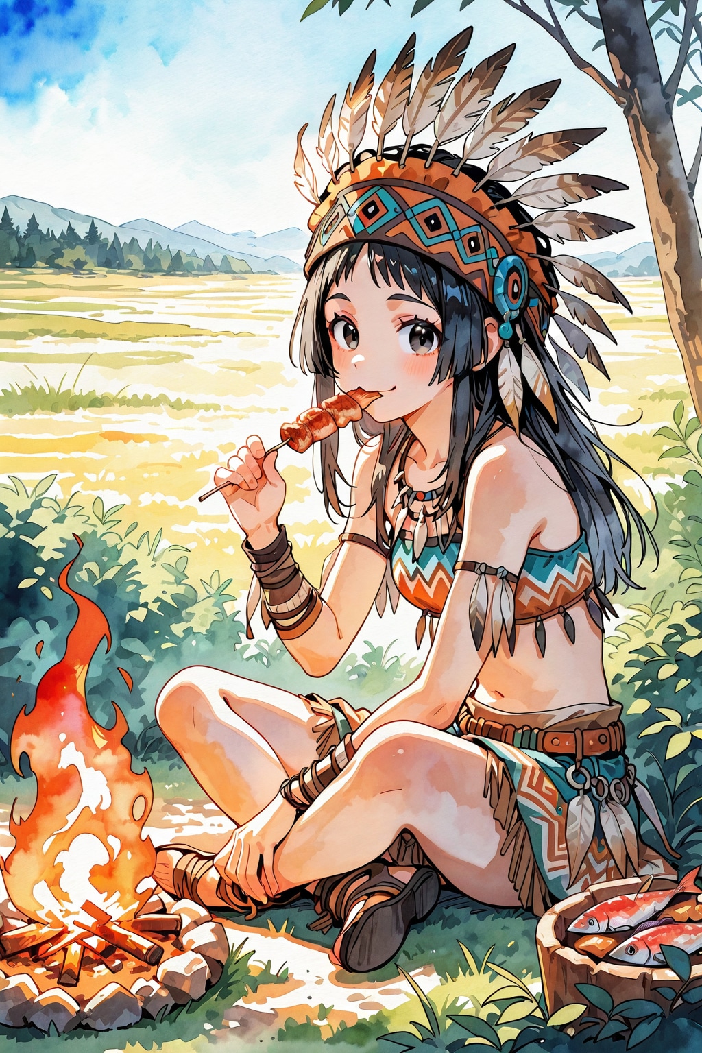 大草原の空の下１９ | の人気AIイラスト・グラビア