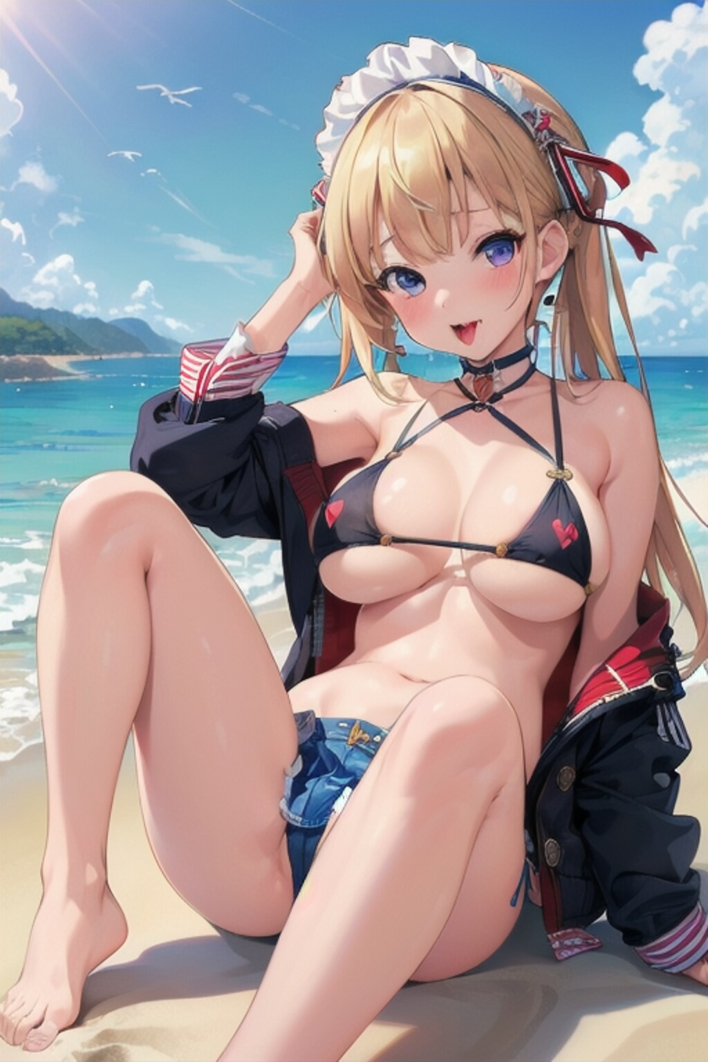 ビーチの小悪魔少女