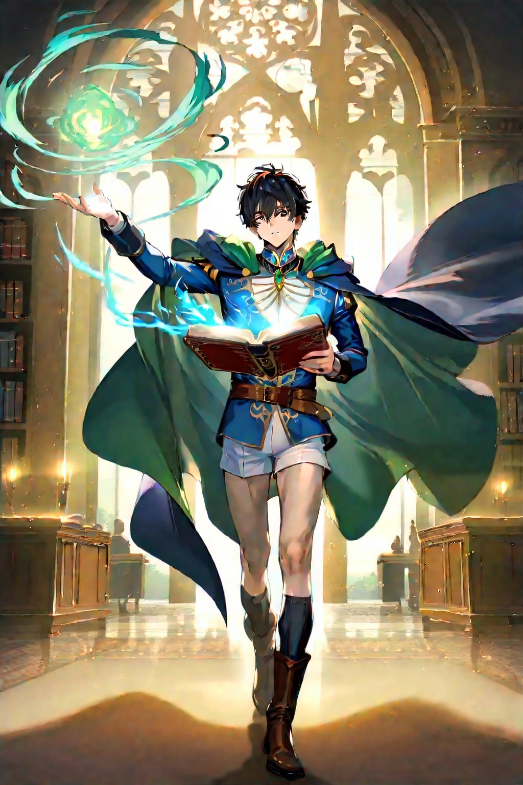 古代遺跡の地下、大きな男性学者1-1-3