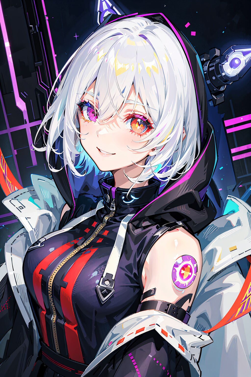 白髪オッドアイサイバーぴっちりスーツ