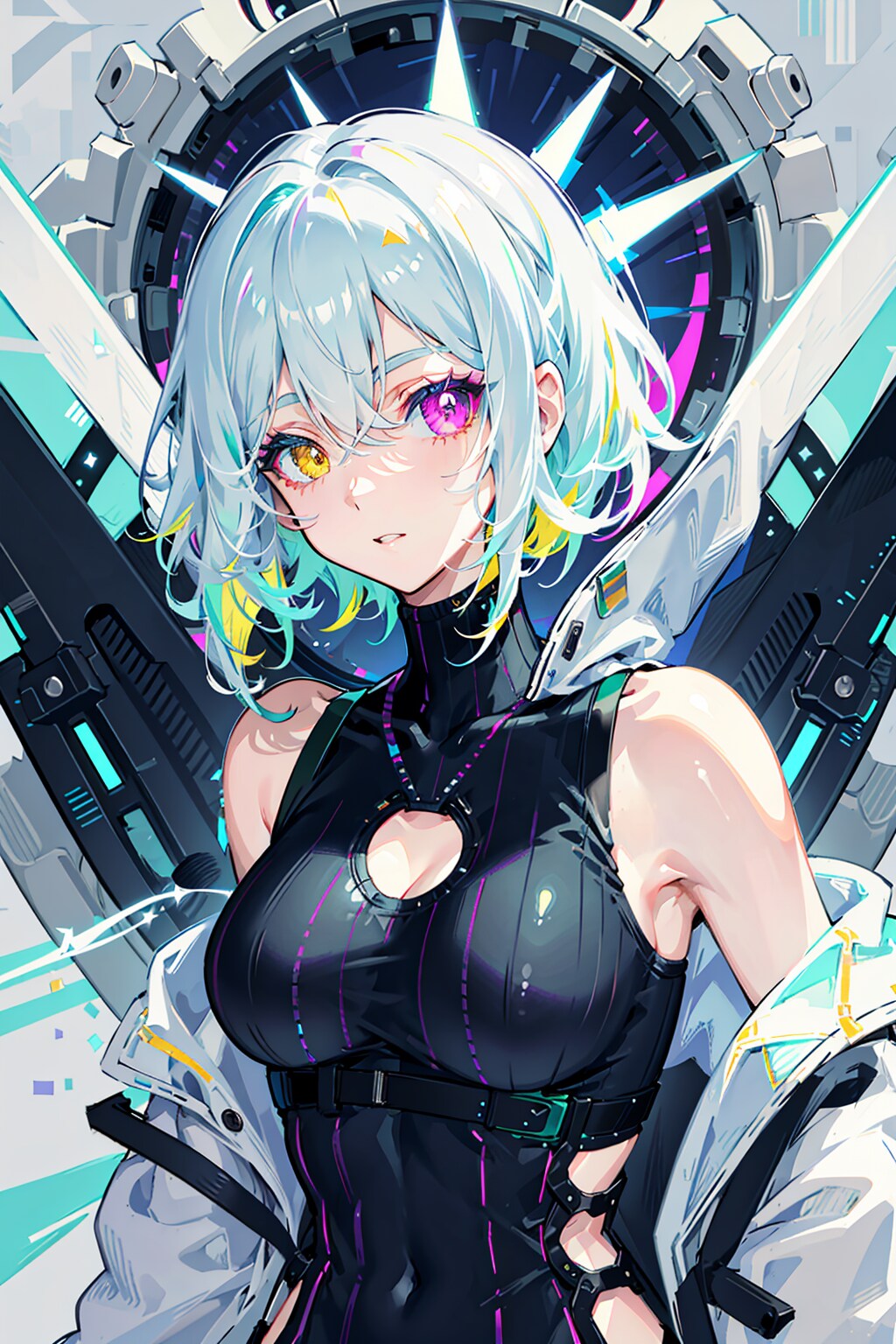 白髪オッドアイサイバーぴっちりスーツ