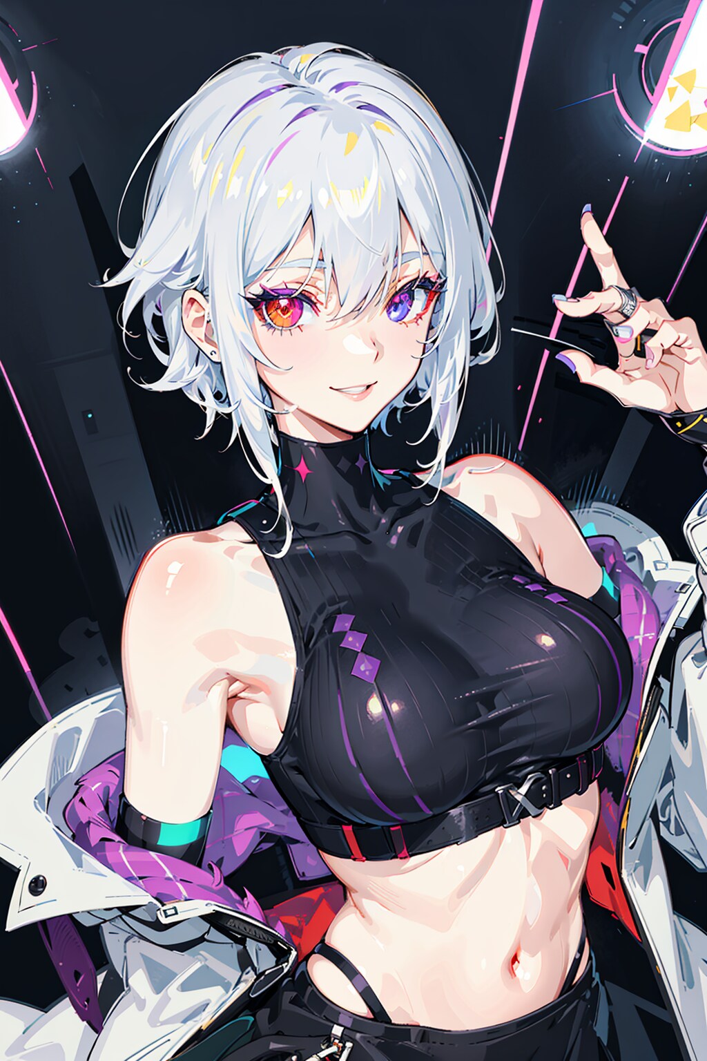 白髪オッドアイサイバーぴっちりスーツ