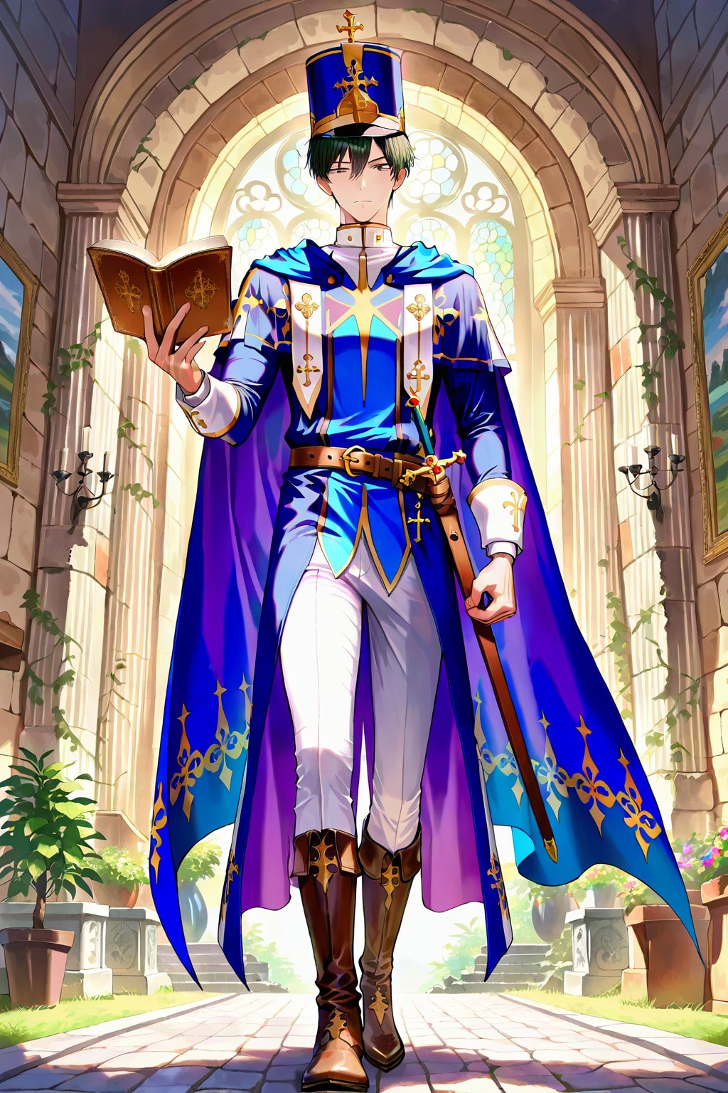 ファンタジー遺跡地下、アニメ風若き司教1-1-2-3-4-2-1-3-2