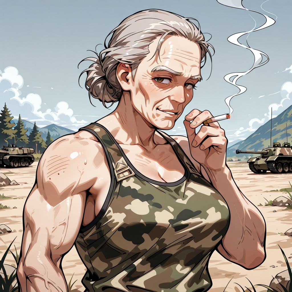 軍人マッチョババア BONSAI版 | の人気AIイラスト・グラビア