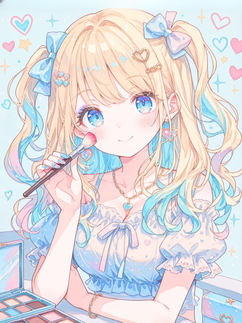 白ギャル女子のメイクタイム