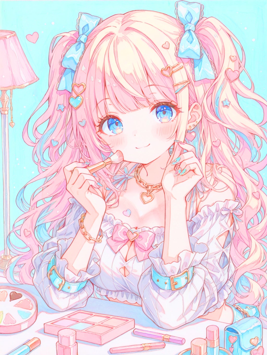 白ギャル女子のメイクタイム