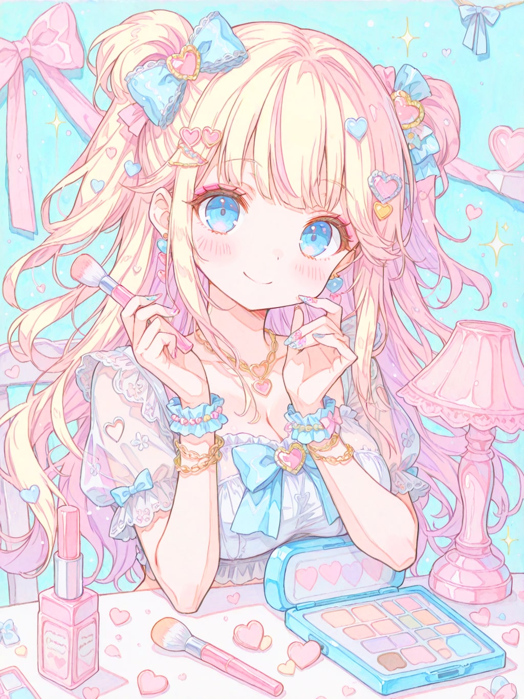 白ギャル女子のメイクタイム