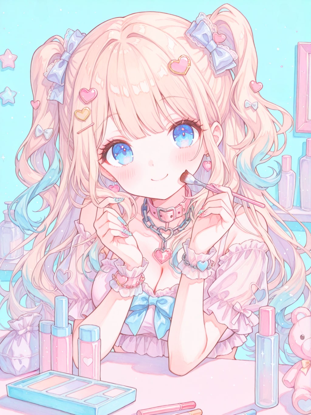 白ギャル女子のメイクタイム