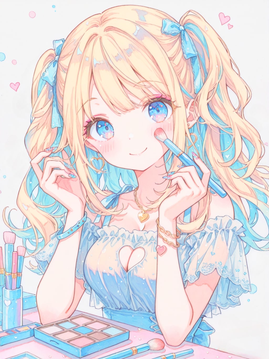 白ギャル女子のメイクタイム