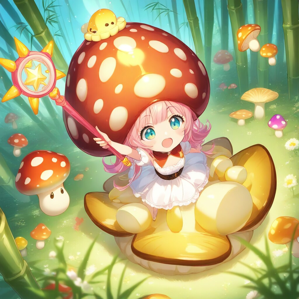 攻撃中のきのこ魔法少女