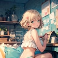 しゃがみ少女 6枚目