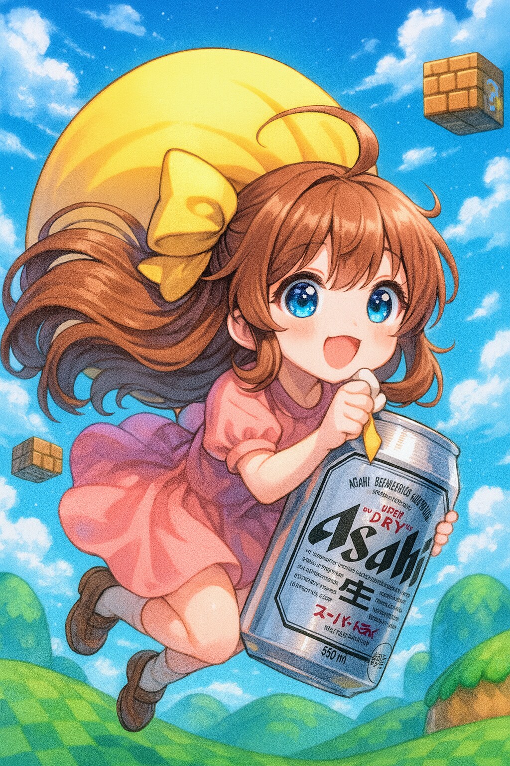 マントで空飛ぶ小さな女の子