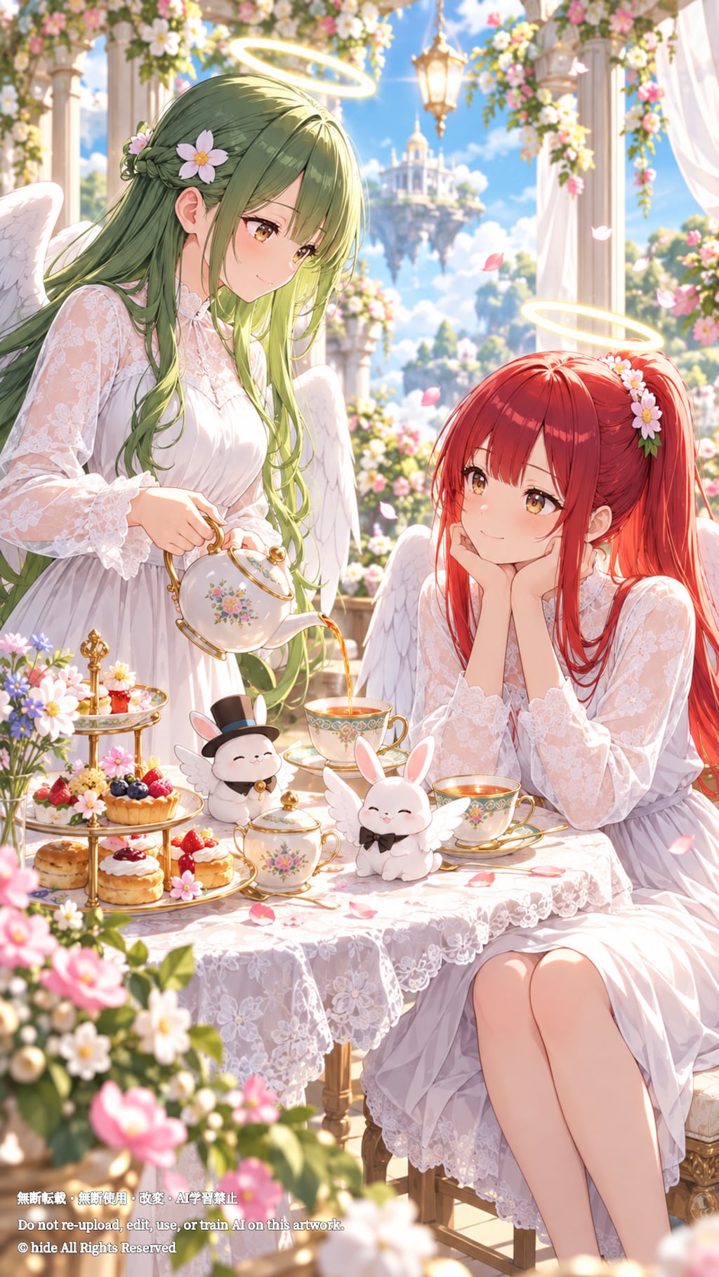 ラファエルさんとミカエルさん、花庭のお茶会