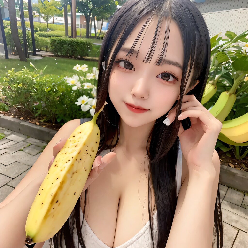 黒髪ロングでバナナの美女３２