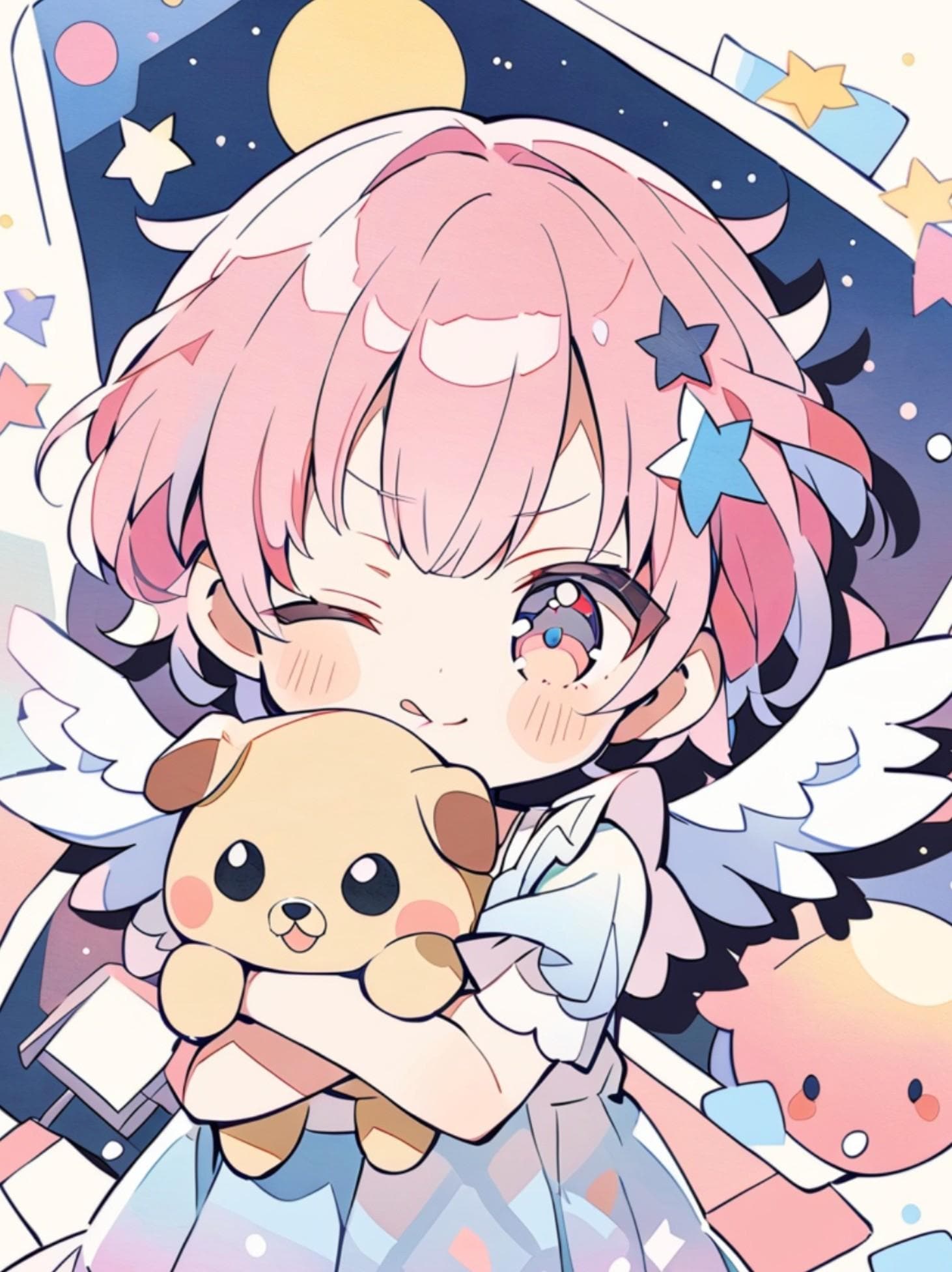 白い翼のピンク髪ちゃん