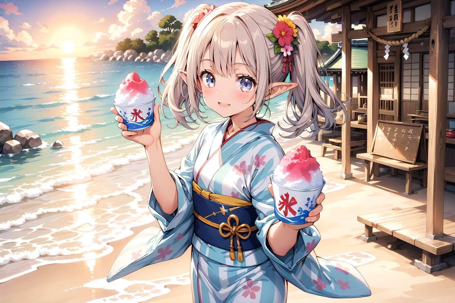 夏祭りの余韻に浸るエルフちゃん