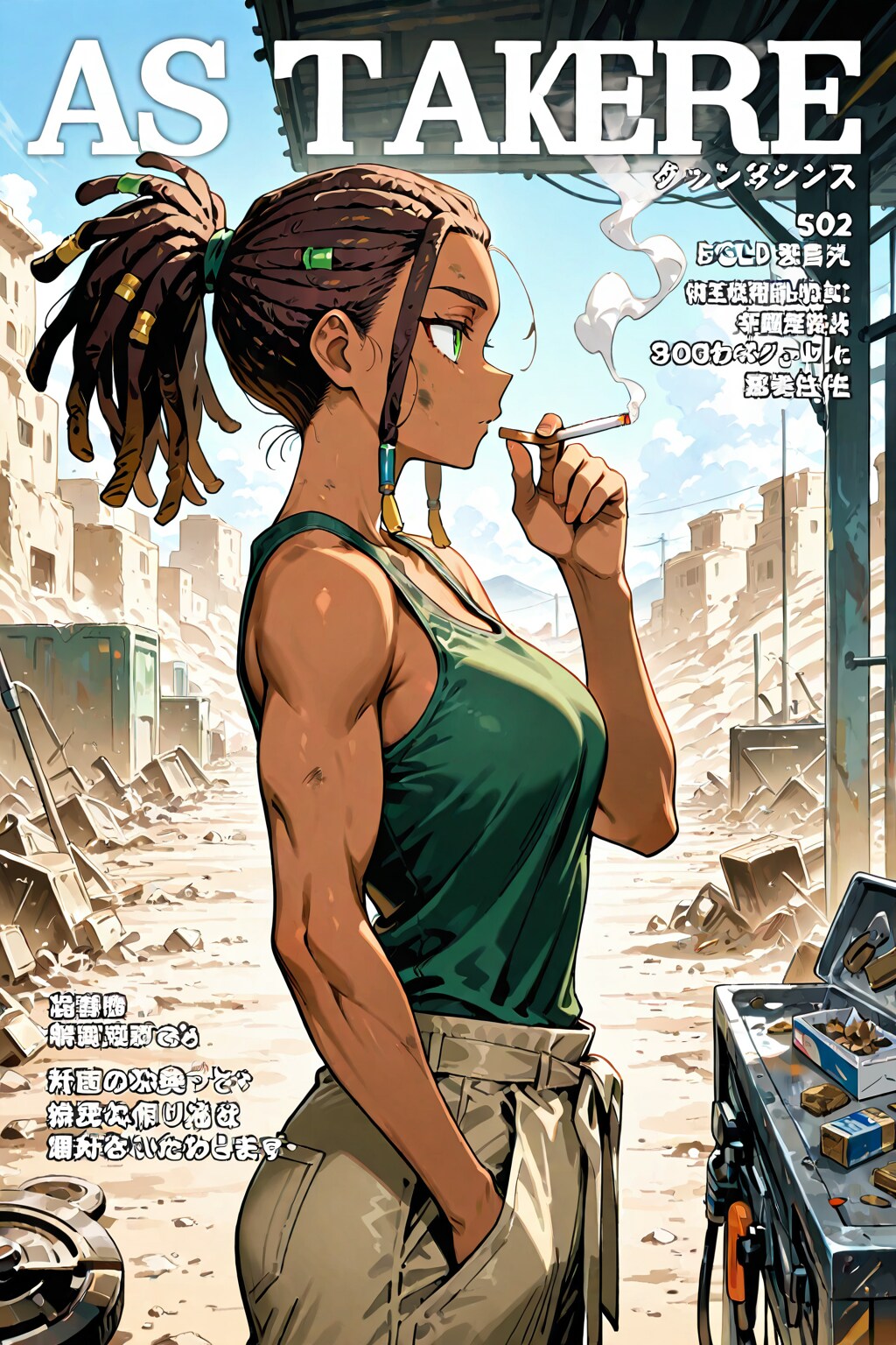 煙草を吸うルシアちゃん(雑誌表紙風)