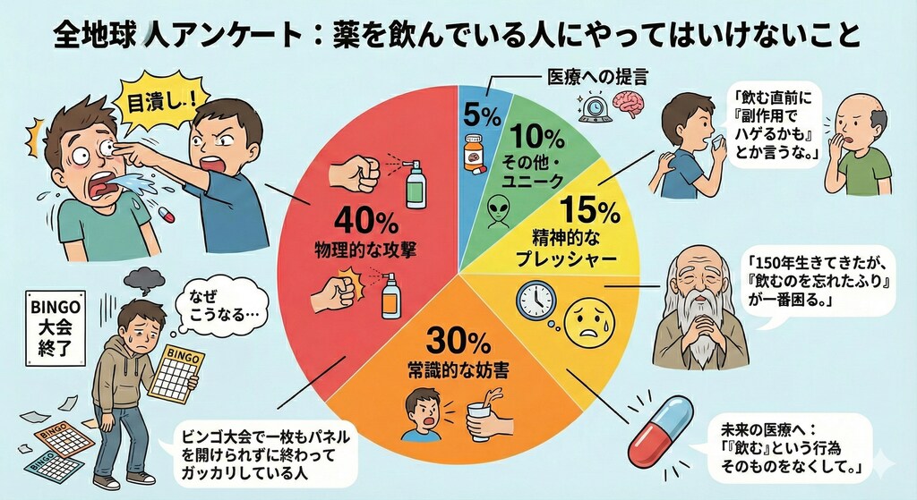 薬を飲んでいる最中の人にやってはいけないことは何だと思いますか？