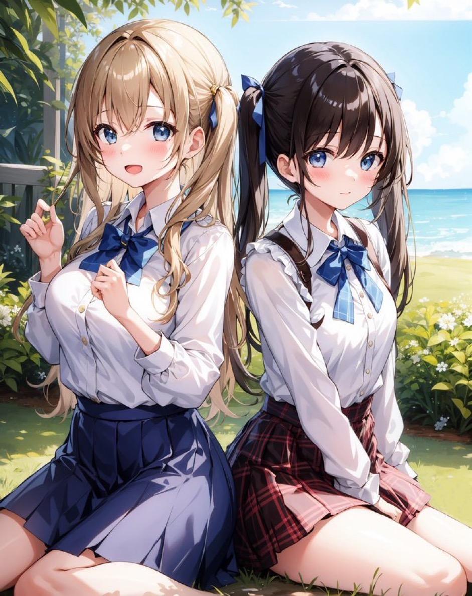 「海…来ちゃったね…」 「うん！ついて来てくれて、ありがとう。」