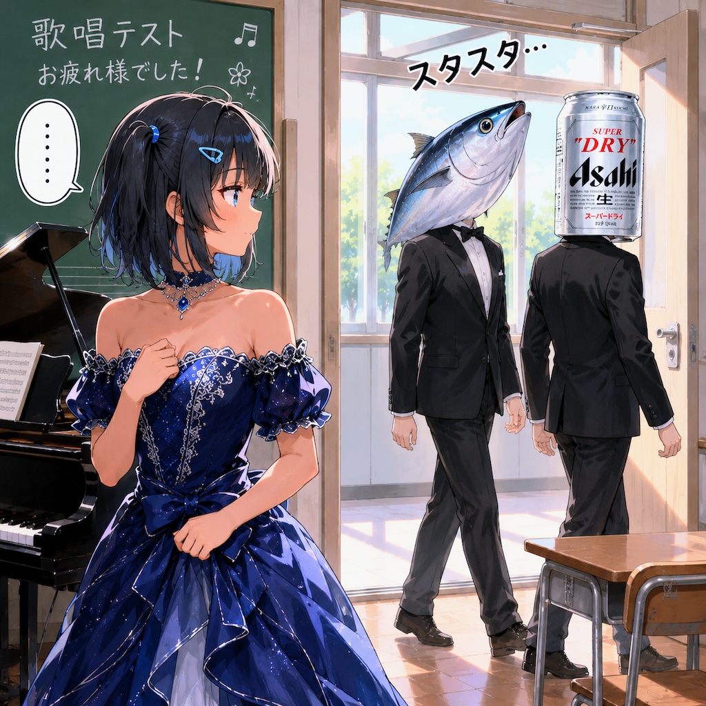 音楽で歌のテストのこなつちゃん