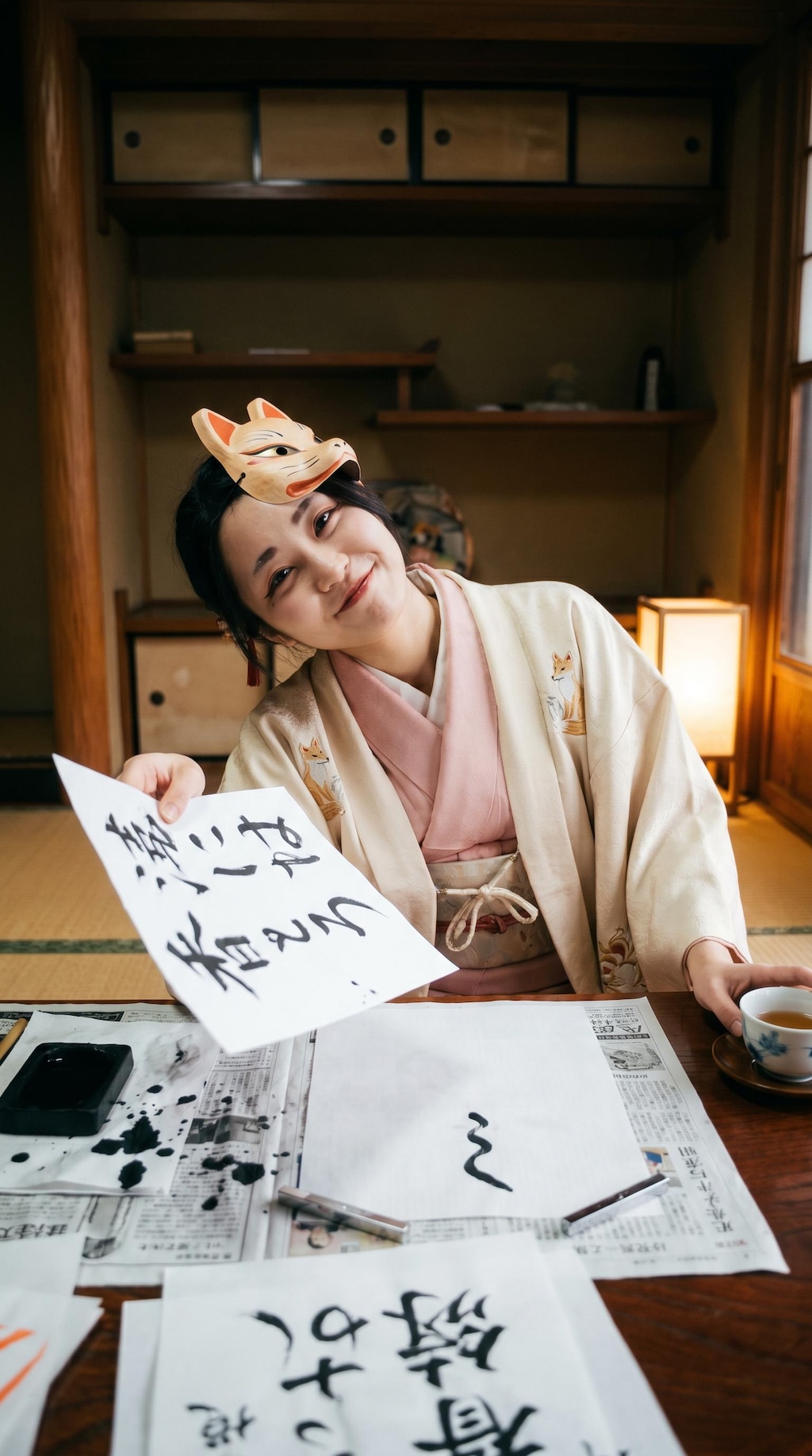 Fox Mask Calligraphy Ritual
