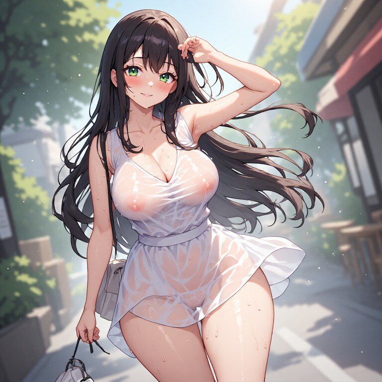 黒髪ロング 夏の暑い日