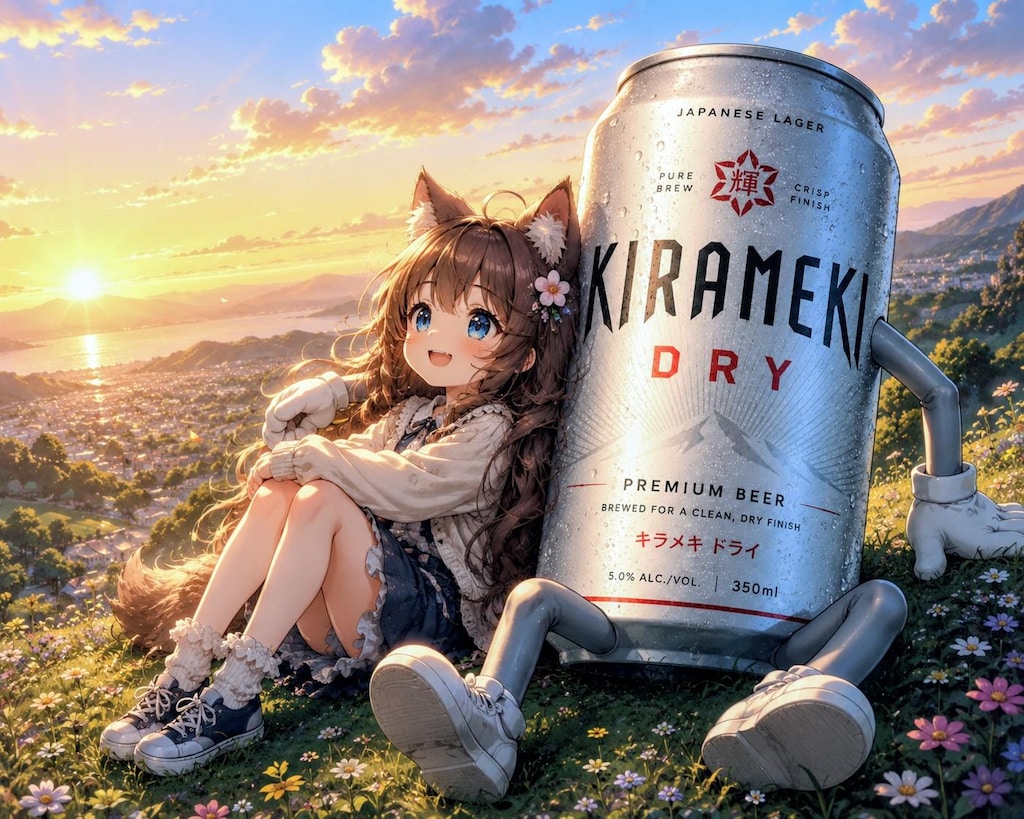 朝日を一緒に見る小さな女の子