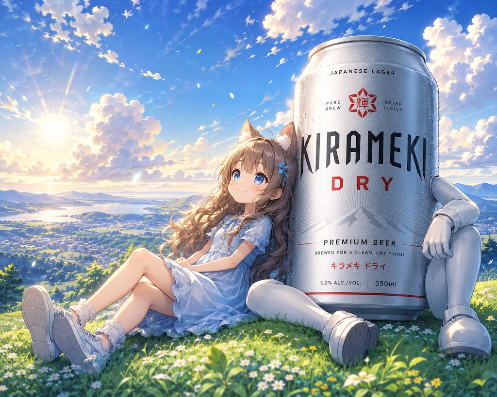 朝日を一緒に見る小さな女の子