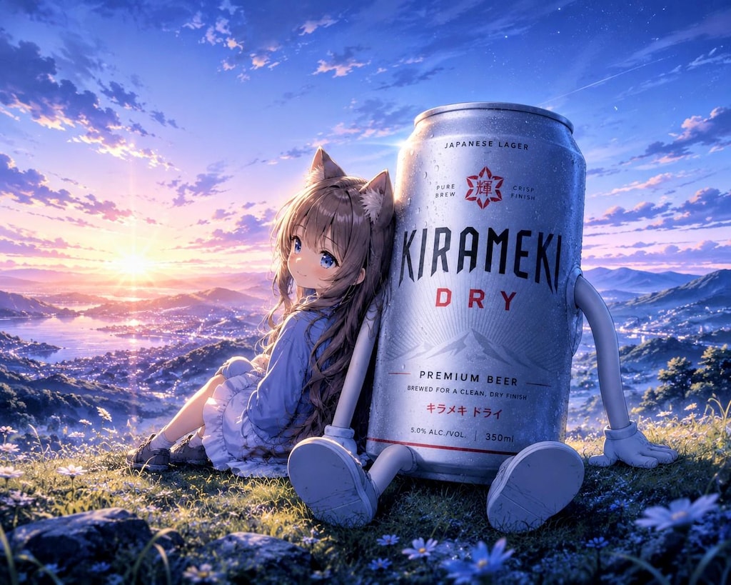 朝日を一緒に見る小さな女の子