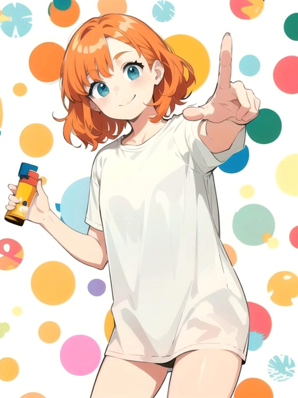 白ティーのオレンジ髪ちゃん