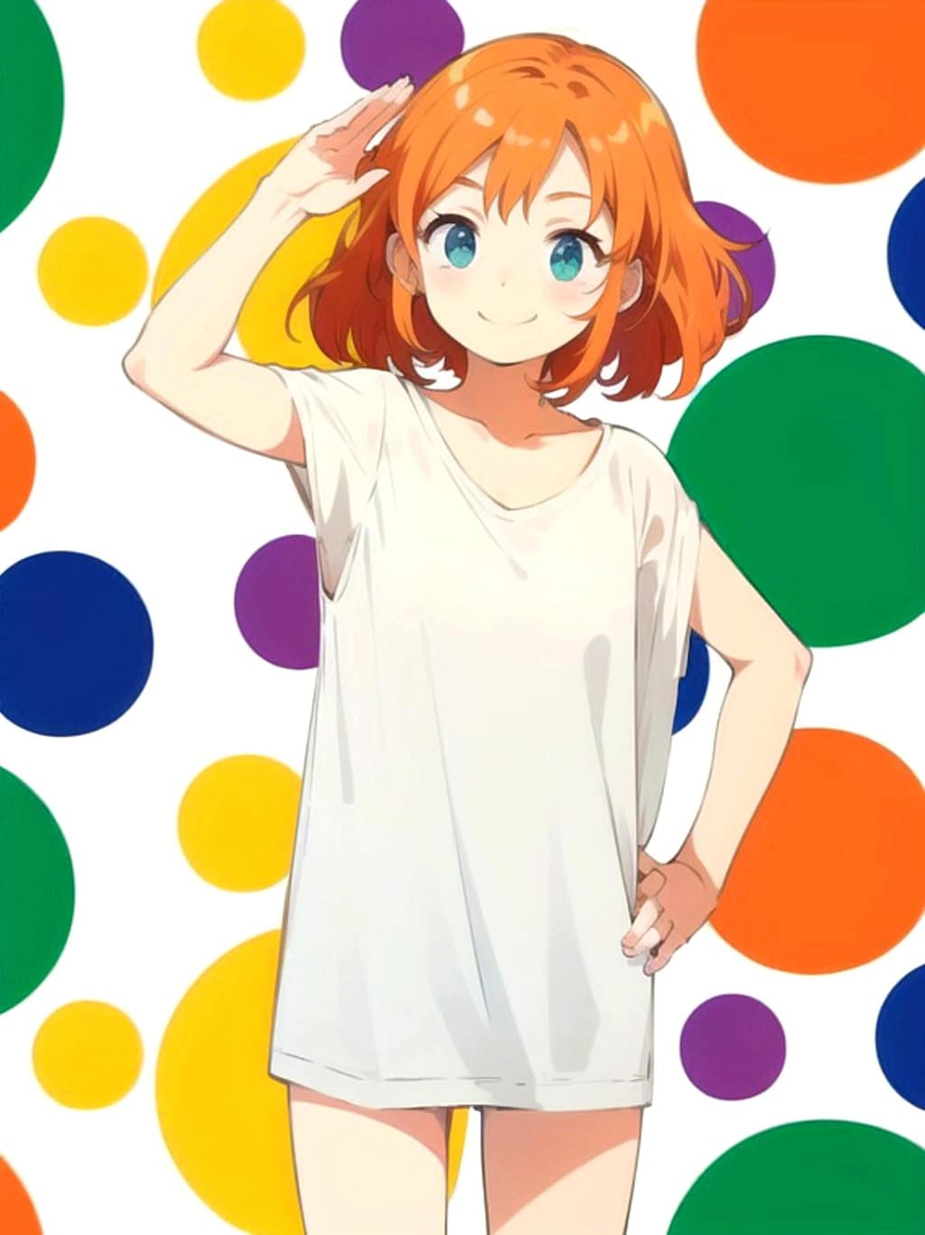 白ティーのオレンジ髪ちゃん