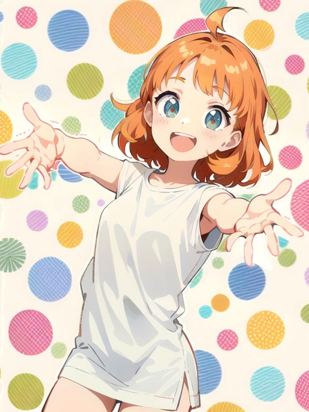 白ティーのオレンジ髪ちゃん