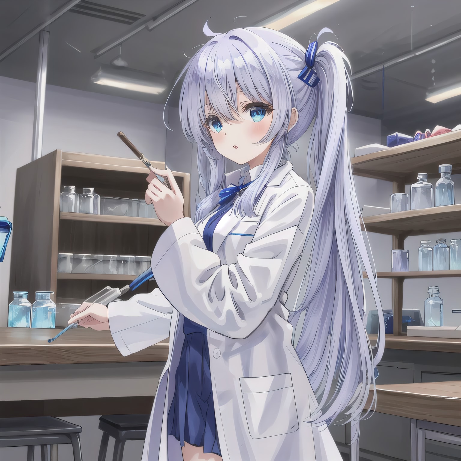 紫髪ロングで白衣の少女１４ | の人気AIイラスト・グラビア