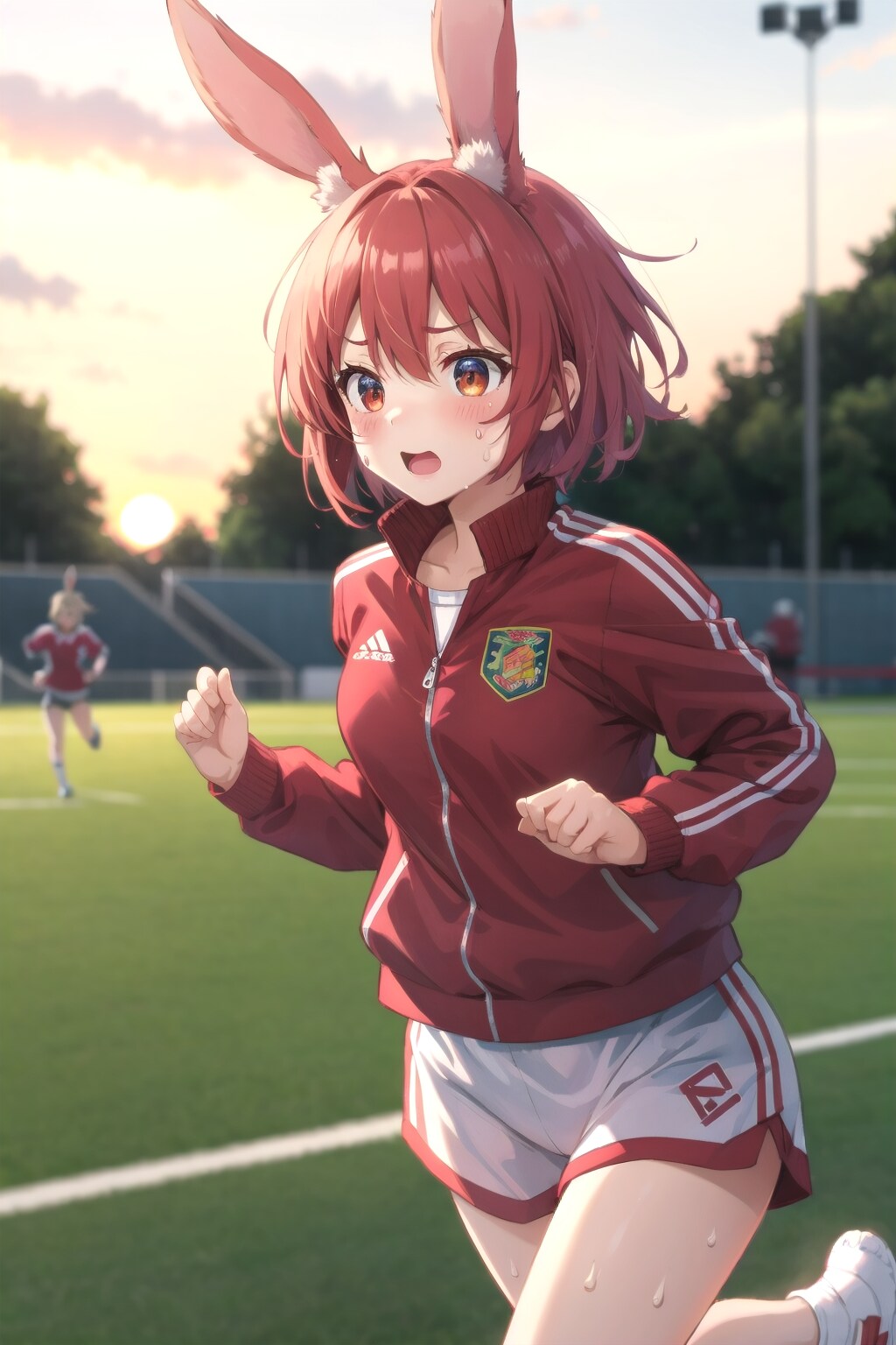 夕陽を背にして頑張る兎耳の娘(略して兎娘)たち