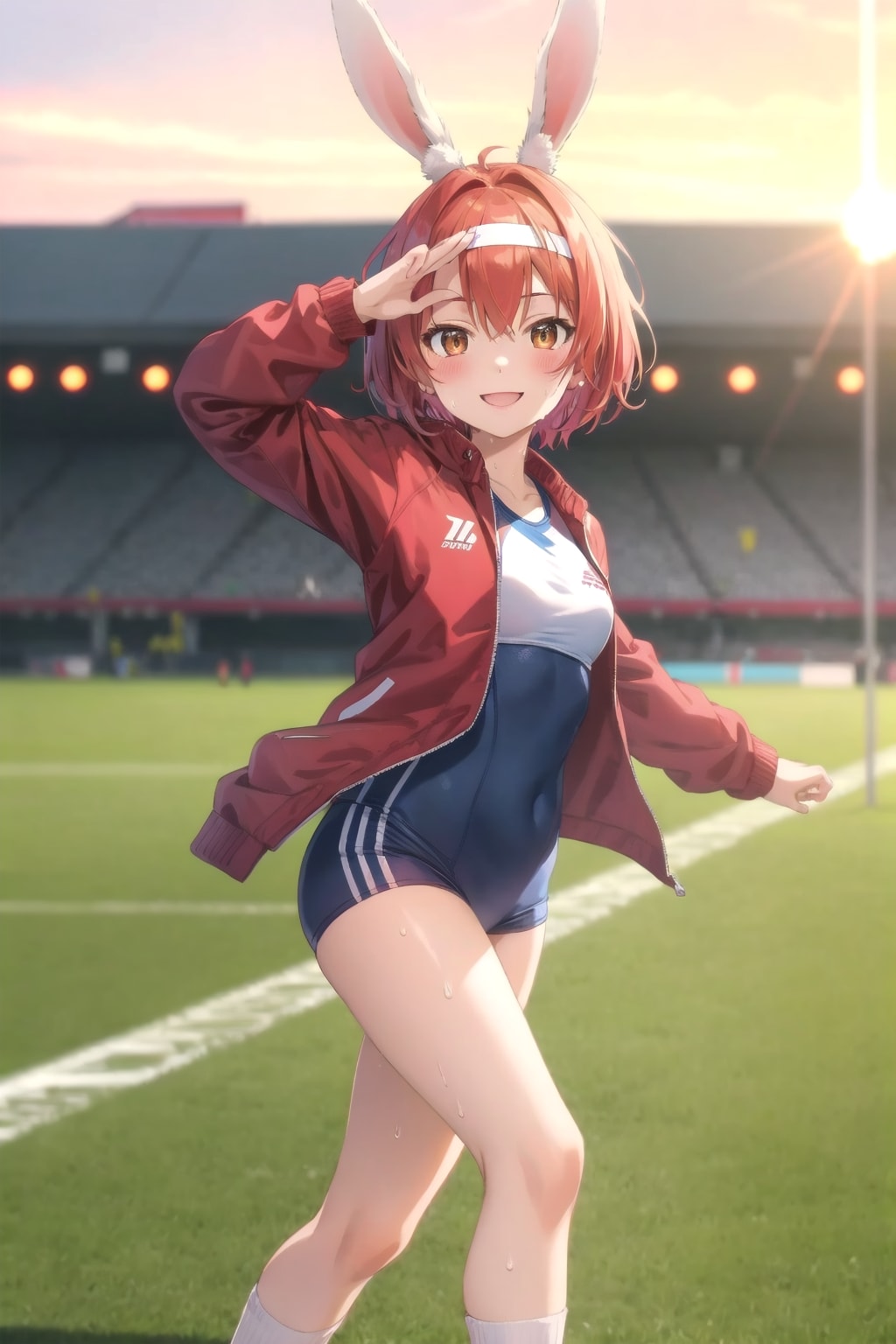 夕陽を背にして頑張る兎耳の娘(略して兎娘)たち