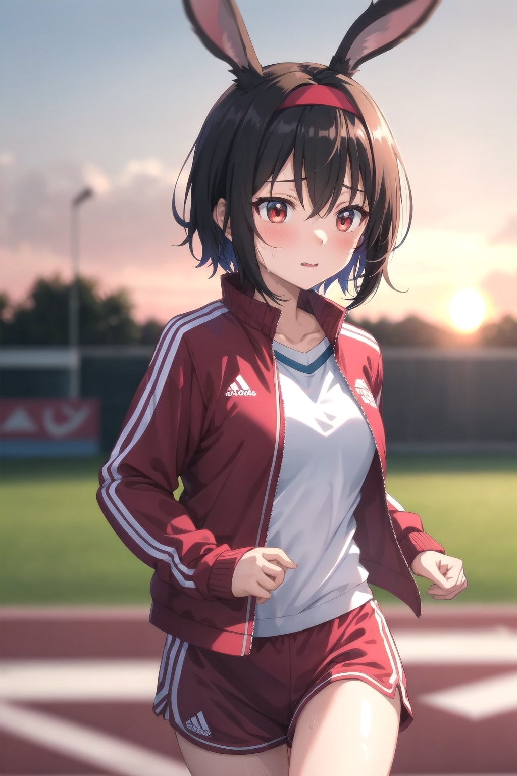 夕陽を背にして頑張る兎耳の娘(略して兎娘)たち