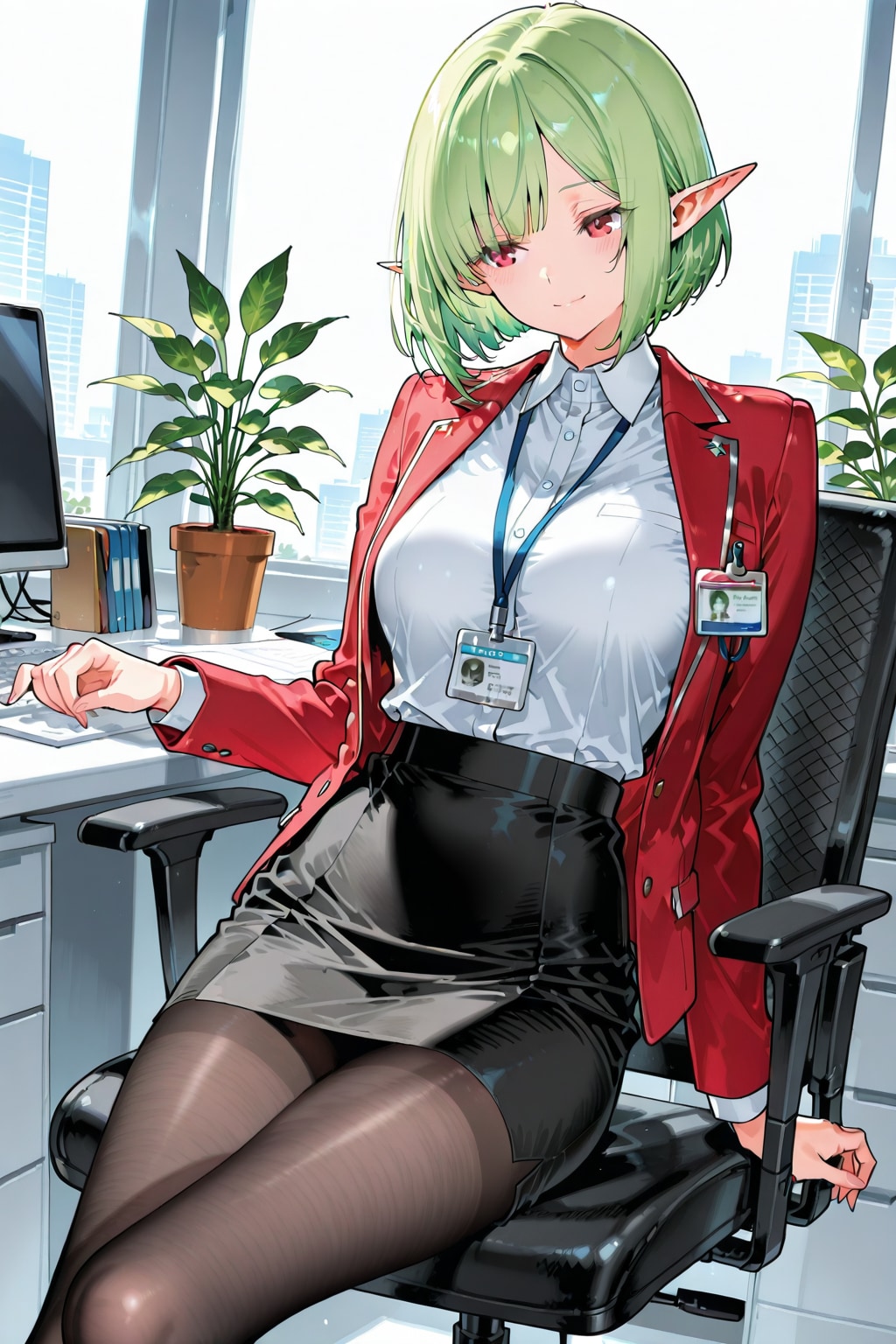 ボブカットエルフさん　仕事が始まったわね♪