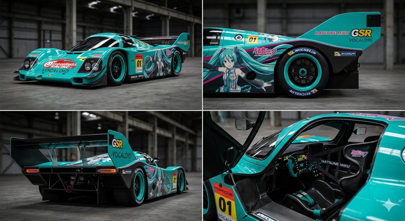 初音ミクポルシェ962Cレーシングカー
